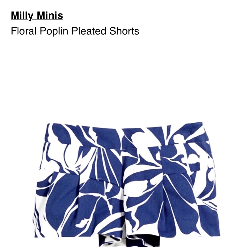 MILLY Minis Floral Pleated Poplin Shorts, Girls 12